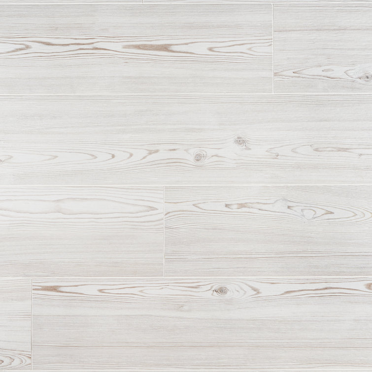 Teakwood Mandorla 8" x 48" Matte White Porcelain Wood Look Tile