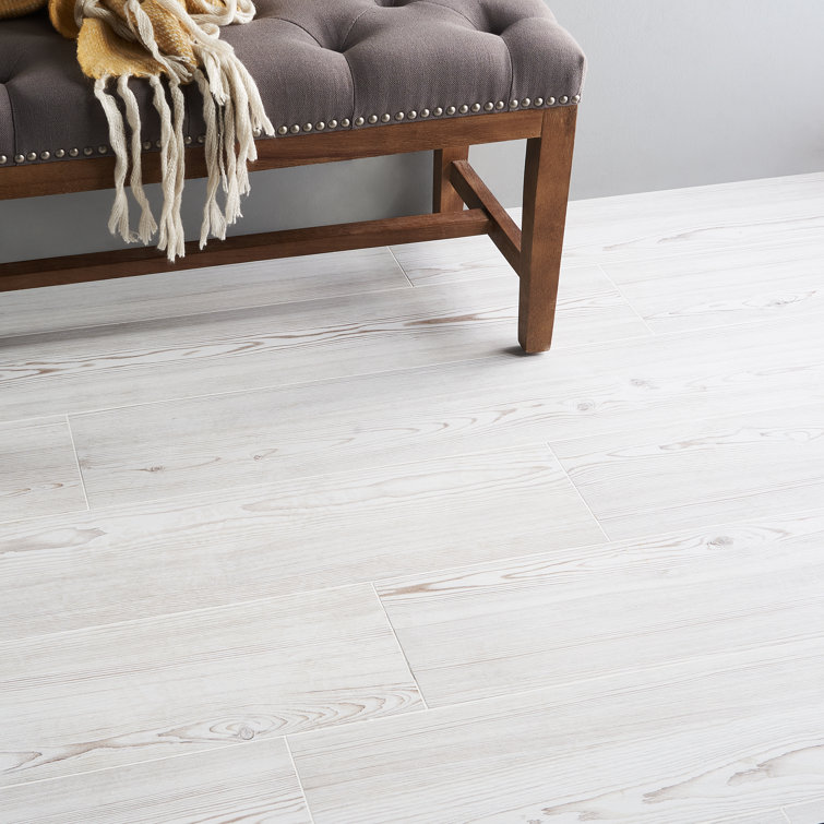 Teakwood Mandorla 8" x 48" Matte White Porcelain Wood Look Tile