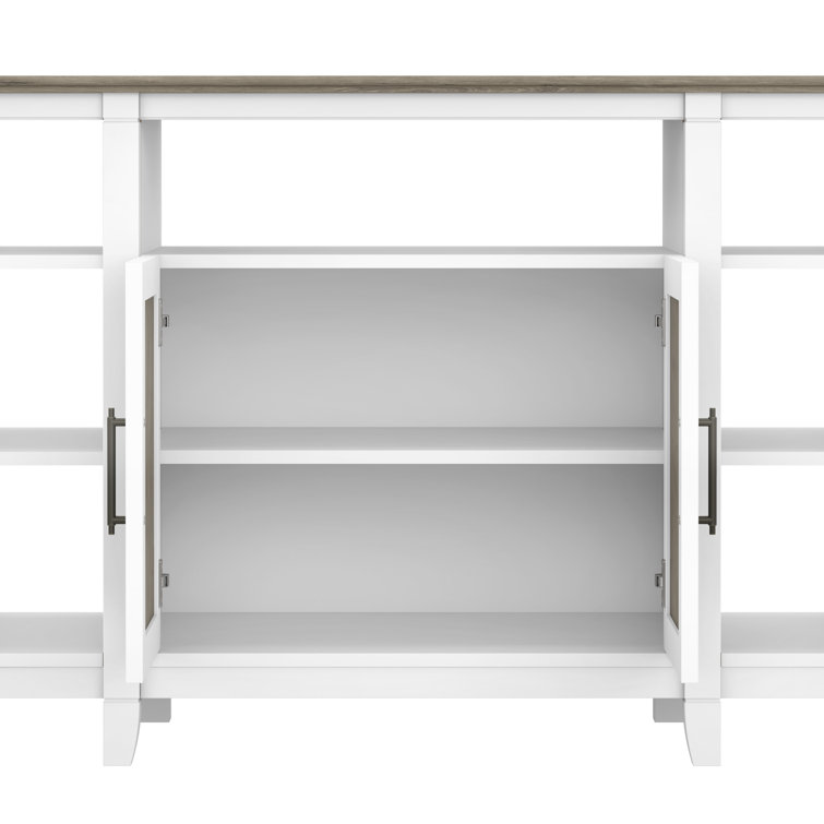 Key West Transitional 60'' Shiplap Gray and Pure White TV Stand with Cabinet