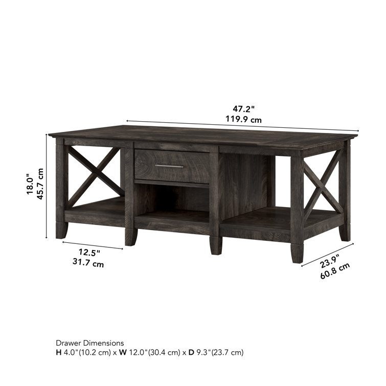 Key West Casual Farmhouse Dark Gray Hickory Coffee Table with Storage