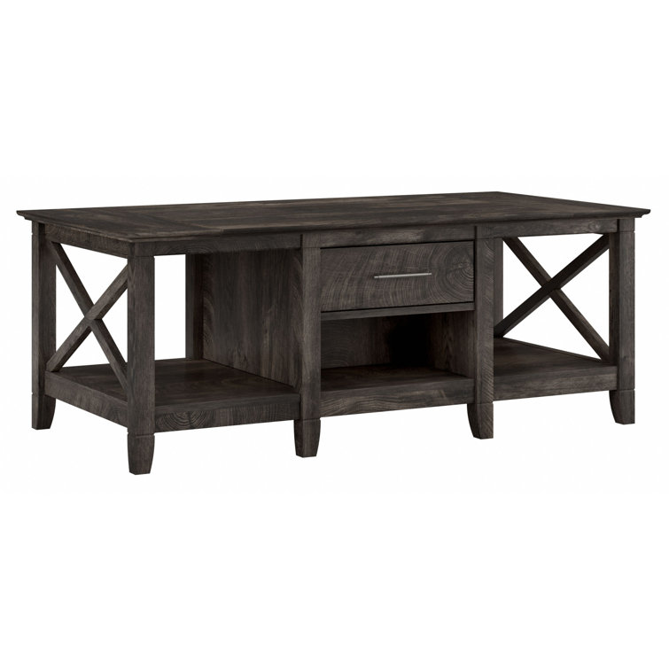 Key West Casual Farmhouse Dark Gray Hickory Coffee Table with Storage