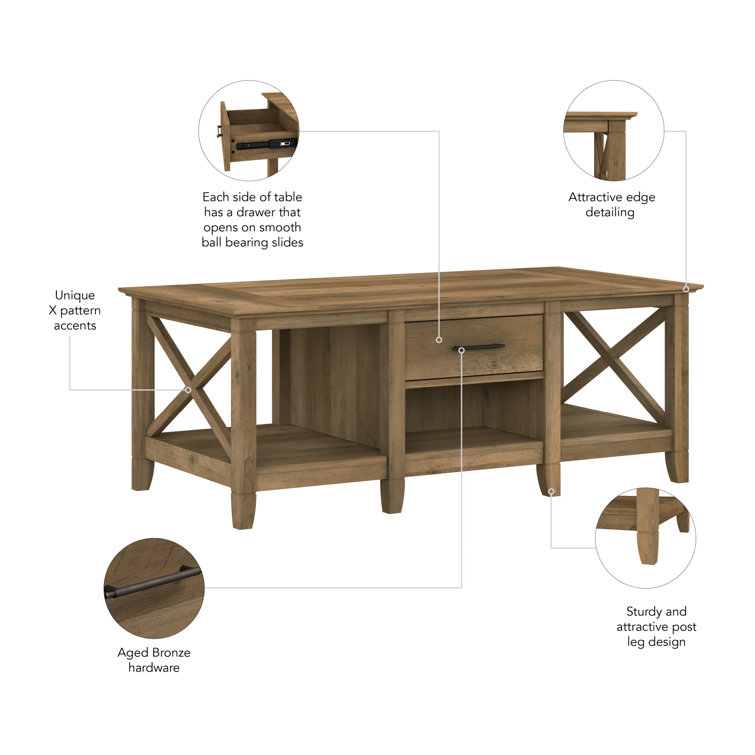 Key West Modern Farmhouse Coffee Table with Storage in Reclaimed Pine