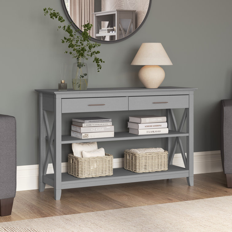 Cape Cod Gray 47" Modern Farmhouse Console Table with Storage
