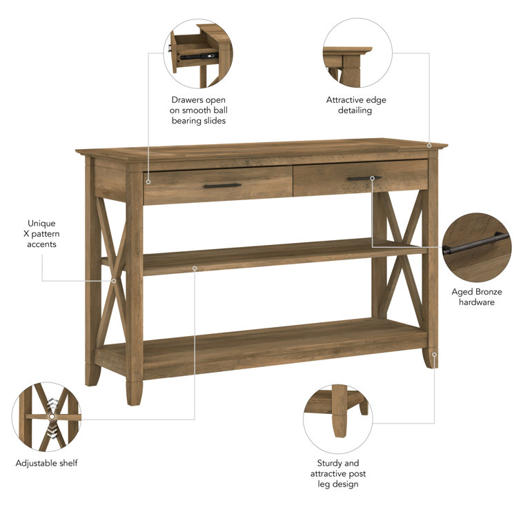Key West 46.9" Reclaimed Pine Engineered Wood Console Table with Storage