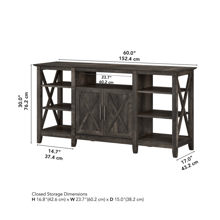Key West 60'' Dark Gray Hickory Media Console with Adjustable Shelves
