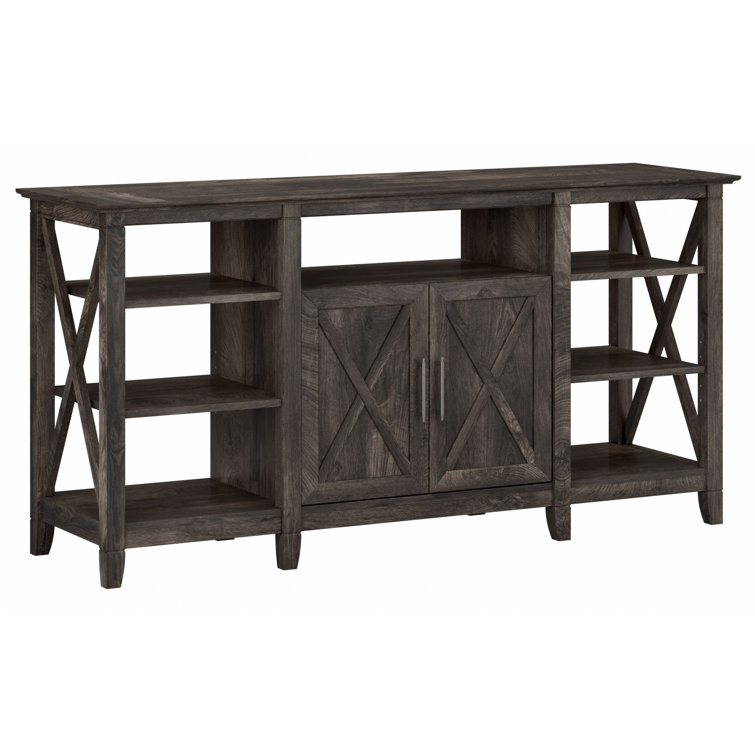 Key West 60'' Dark Gray Hickory Media Console with Adjustable Shelves