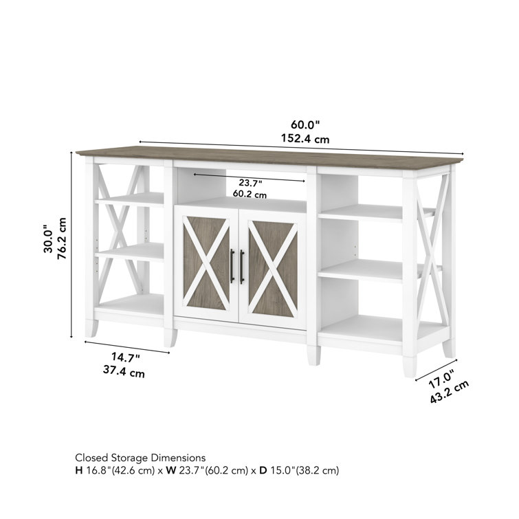 Key West Transitional 60'' Shiplap Gray and Pure White TV Stand with Cabinet