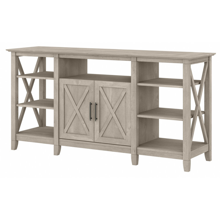 Key West Coastal 60'' Washed Gray Media Console with Cabinet Storage