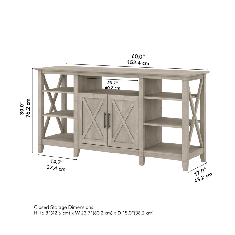 Key West Coastal 60'' Washed Gray Media Console with Cabinet Storage