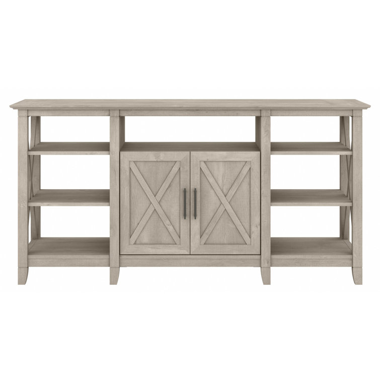 Key West Coastal 60'' Washed Gray Media Console with Cabinet Storage
