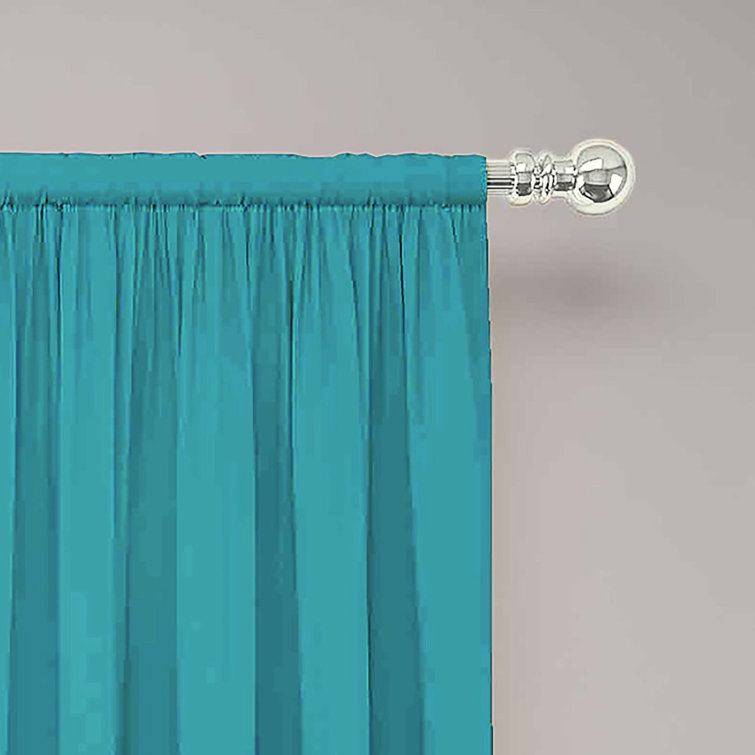 Aegean Blue Light-Filtering Polyester Rod Pocket Curtain Panels, 54" x 40"