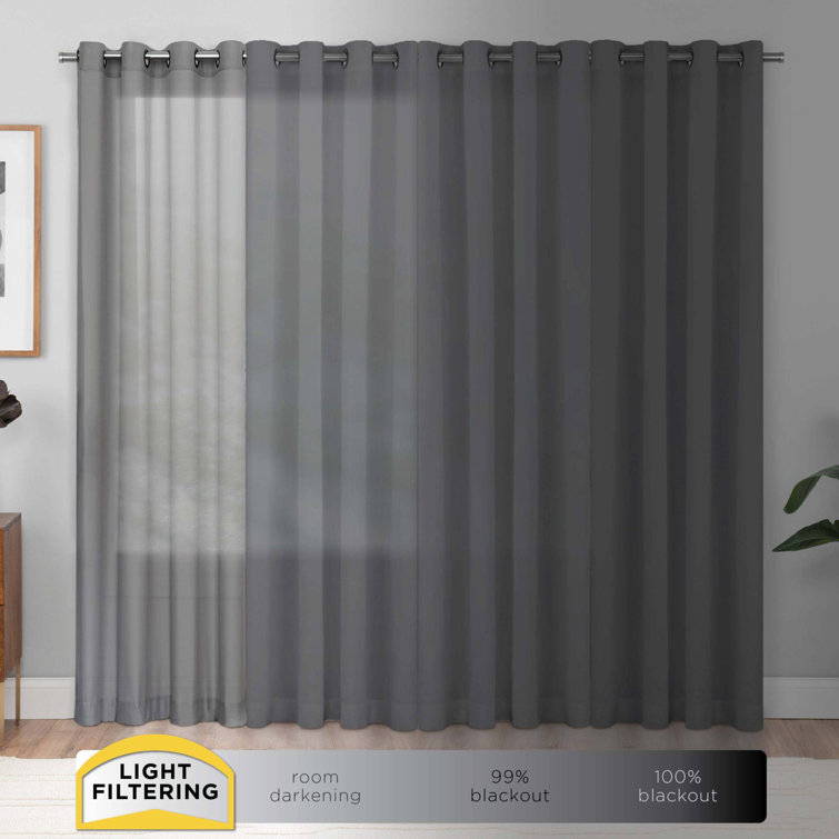 Aegean Blue Light-Filtering Polyester Rod Pocket Curtain Panels, 54" x 40"