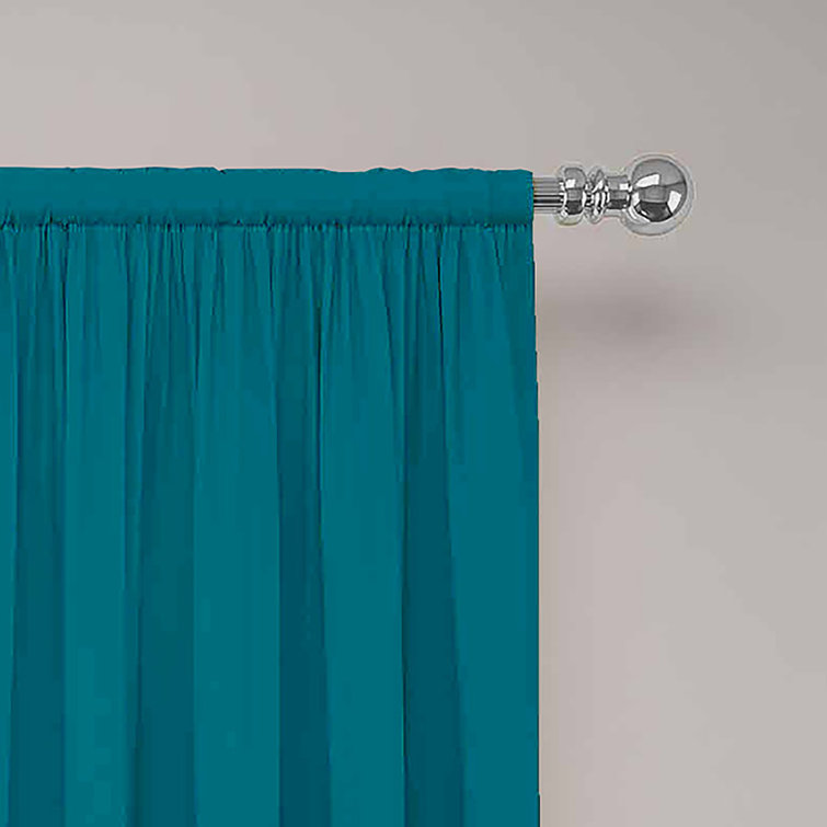 Teal Blue Light-Filtering Polyester Rod Pocket Curtain Panels, 63"