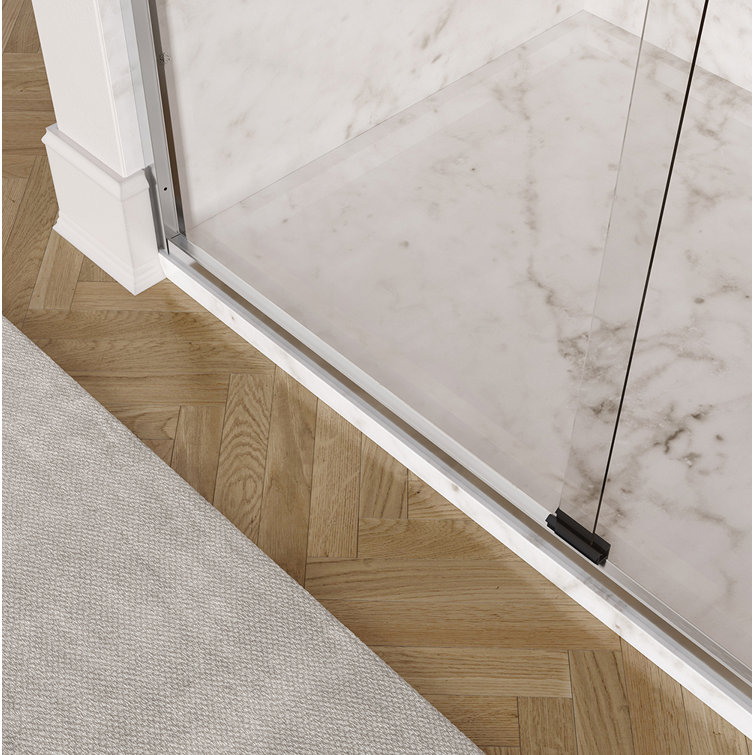 Classic 56'' W x 70'' H Semi-Frameless Clear Glass Shower Door