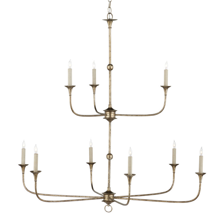 Pyrite Bronze Two-Tier Candle Chandelier with Adjustable Height