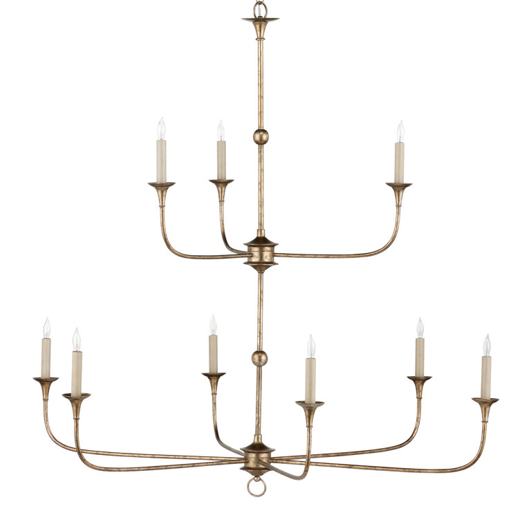 Pyrite Bronze Two-Tier Candle Chandelier with Adjustable Height