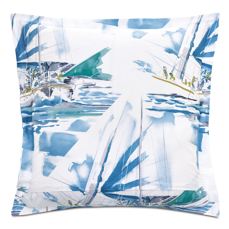Miramar Nautical Blue and White Cotton Euro Sham