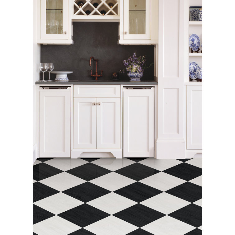 Lawrence Black and White Vinyl Peel and Stick Floor Tiles