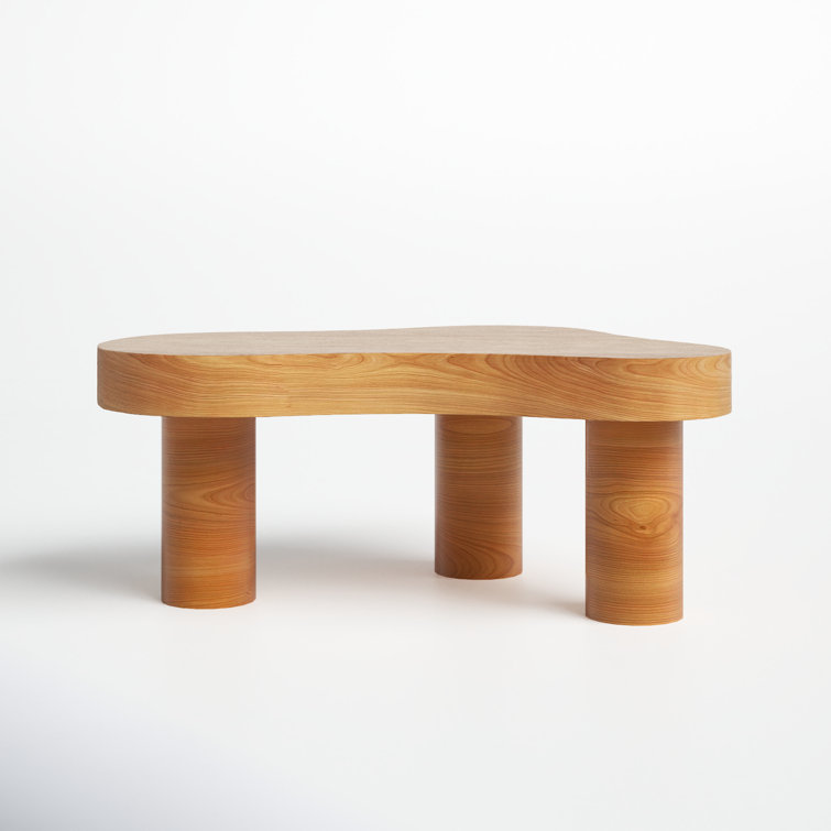 Natural Oak Free Form Outdoor Coffee Table with Storage