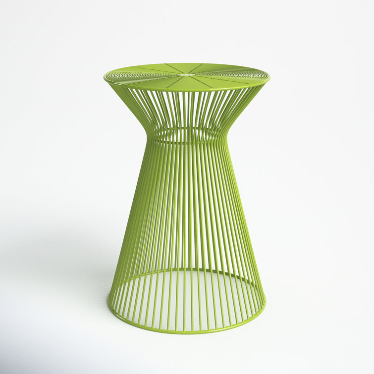 Lime Green Metal Round Pedestal End Table