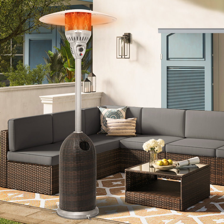 Brown Wicker Propane Patio Heater with Stainless Steel Burner