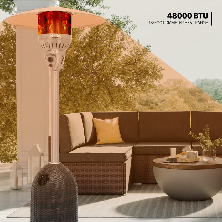 Brown Wicker Propane Patio Heater with Stainless Steel Burner