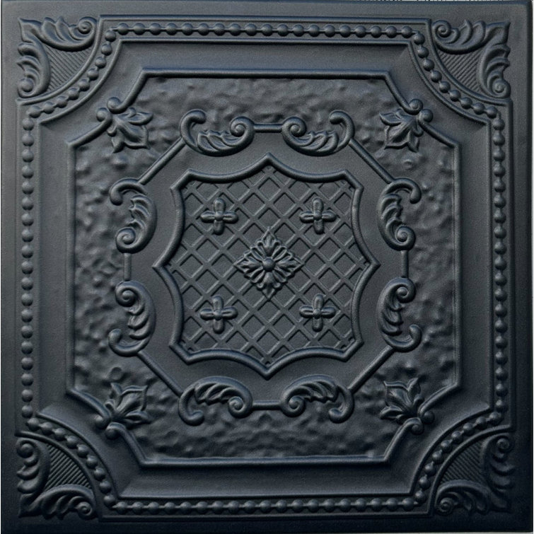 Black Matte 1.6 Ft. x 1.6 Ft. Glue-Up Polystyrene Ceiling Tile