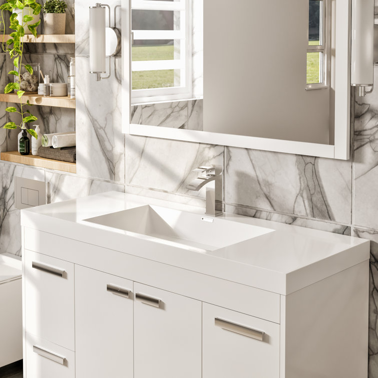 Lugano 48" White Modern Freestanding Single Sink Bathroom Vanity