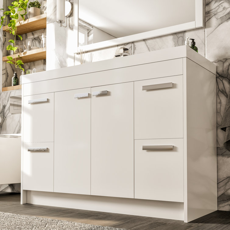 Lugano 48" White Modern Freestanding Single Sink Bathroom Vanity