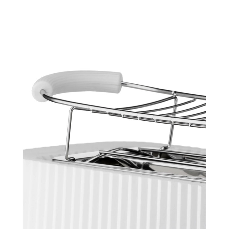 White Stainless Steel 4-Slice Toaster with Crumb Tray