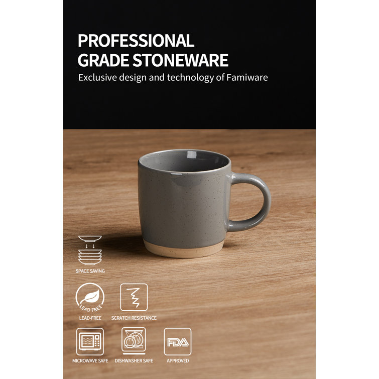 Dark Gray Ceramic Microwave Safe Coffee Mug Set