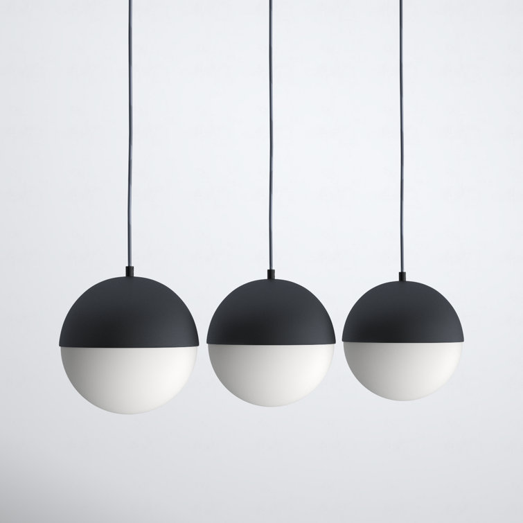 Sleek Modern Black Nickel 3-Light LED Pendant with Satin White Glass