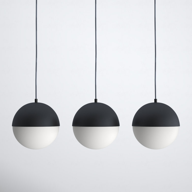 Sleek Modern Black Nickel 3-Light LED Pendant with Satin White Glass
