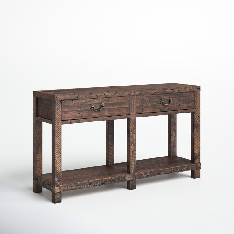 Alexandra Rustic 55'' Reclaimed Wood & Metal Console Table with Storage