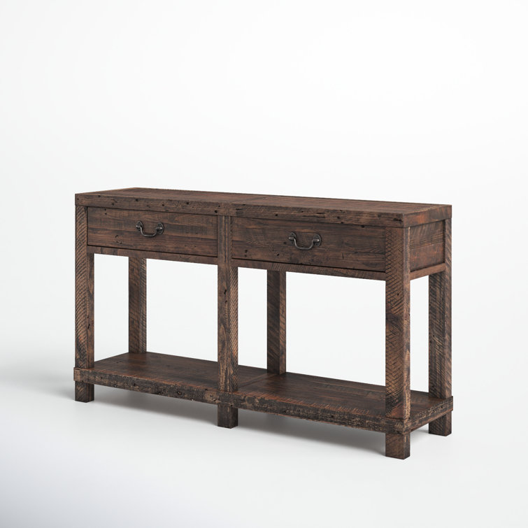 Alexandra Rustic 55'' Reclaimed Wood & Metal Console Table with Storage