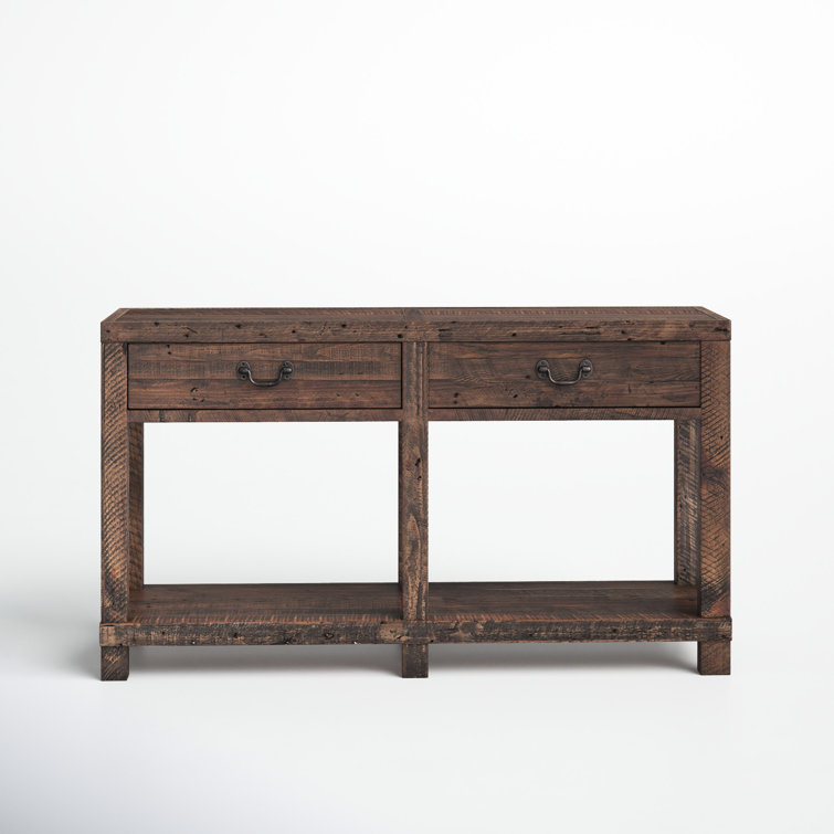 Alexandra Rustic 55'' Reclaimed Wood & Metal Console Table with Storage