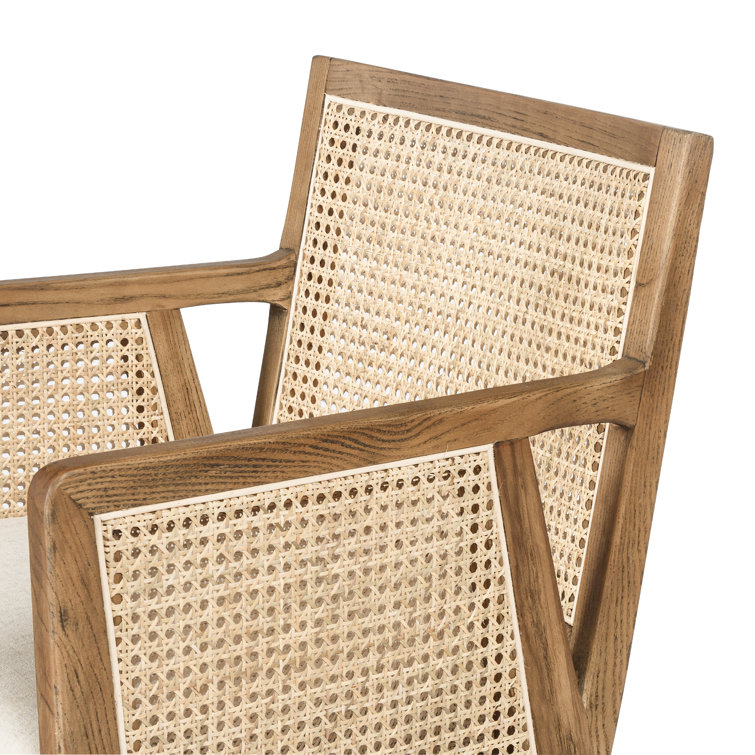 Toasted Parawood & Brass Swivel Bar Stool with Linen-Blend Seat