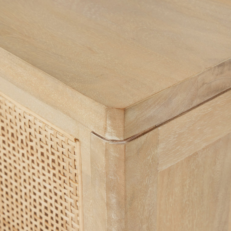 Natural Mango Wood 9-Drawer Dresser with Cane Front