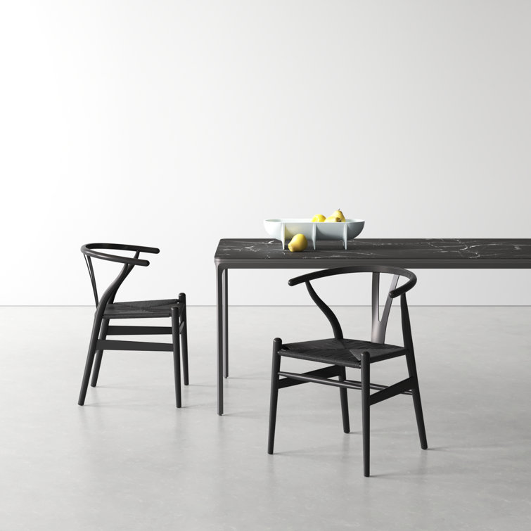 Black Beech Wood Slat Back Arm Chair Set