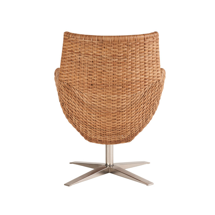 White Handcrafted Swivel Rattan Accent Chair