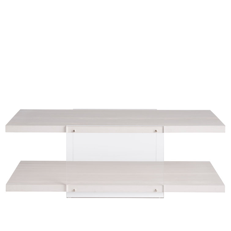 Weathered White Oak and Acrylic Coastal Rectangular Coffee Table