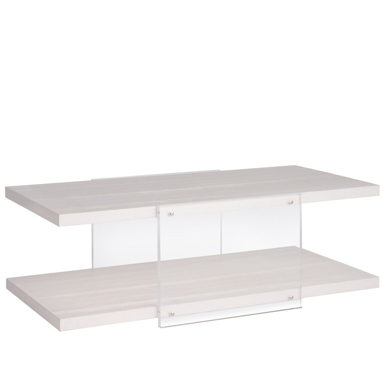 Weathered White Oak and Acrylic Coastal Rectangular Coffee Table