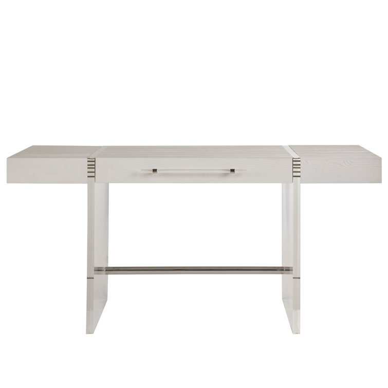 Soft White Oak Writing Desk with Acrylic Legs and Drawer