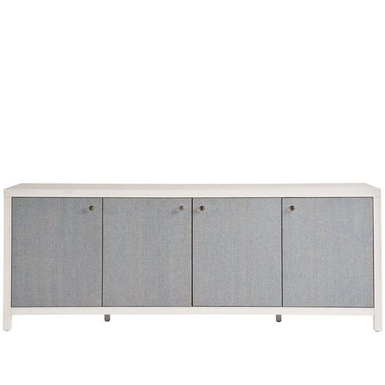 White and Seagrass 85'' Coastal Credenza