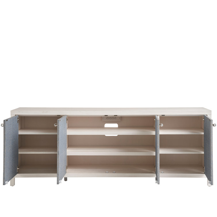 White and Seagrass 85'' Coastal Credenza