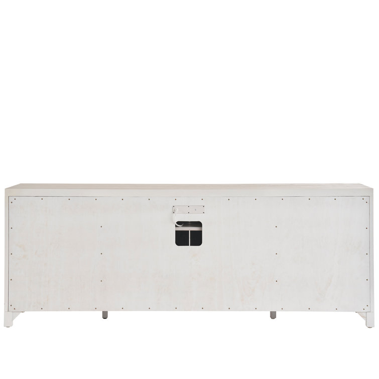 White and Seagrass 85'' Coastal Credenza