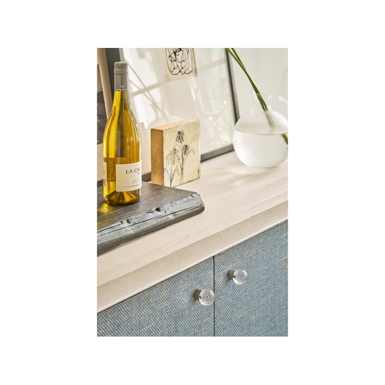 White and Seagrass 85'' Coastal Credenza