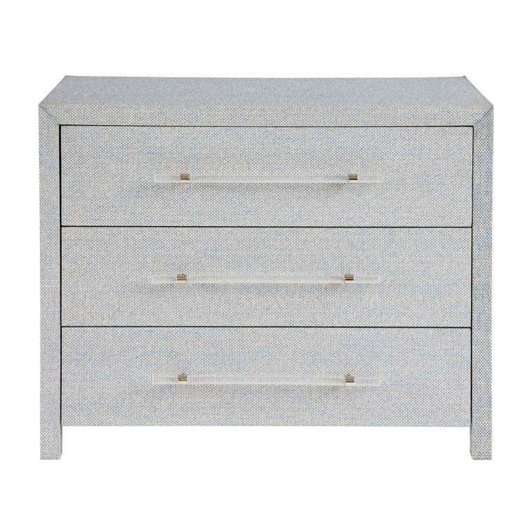 Gray Coastal 3-Drawer Chest with Acrylic Pulls
