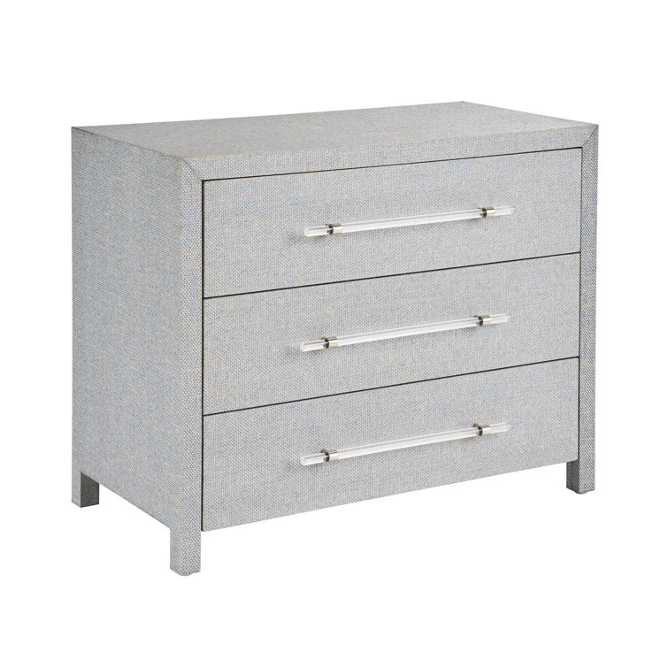 Gray Coastal 3-Drawer Chest with Acrylic Pulls
