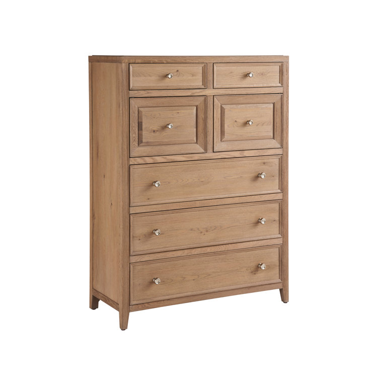 Tall Brown Knotty Oak Coastal Chest with Soft Close Drawer